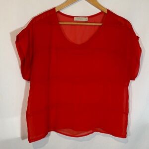 Costa Blanca Red Sheer Blouse